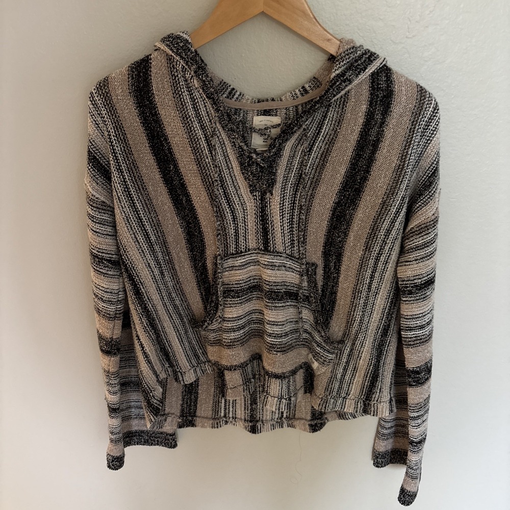 Billabong‎ Baja Hoodie Flared Sleeve Knit Sweater Hippie Surf  Skate Pullover M